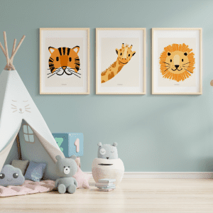 Wild Friends - Set of 3 Animal Prints for Nursery & Kids Room | Digital Print